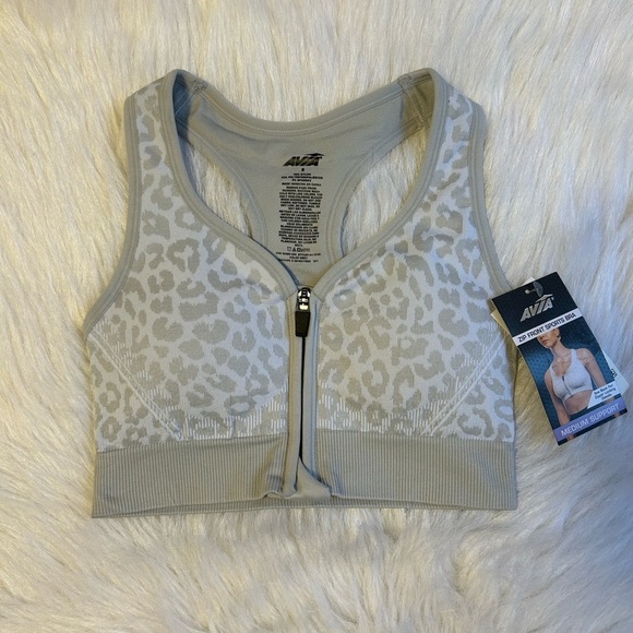 Avia Sports Bra Womens Size Small Leopard Wireless Racerback Front Closure - Picture 1 of 4